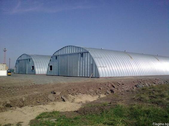 Стальные оцинкованные бескаркасные ангары